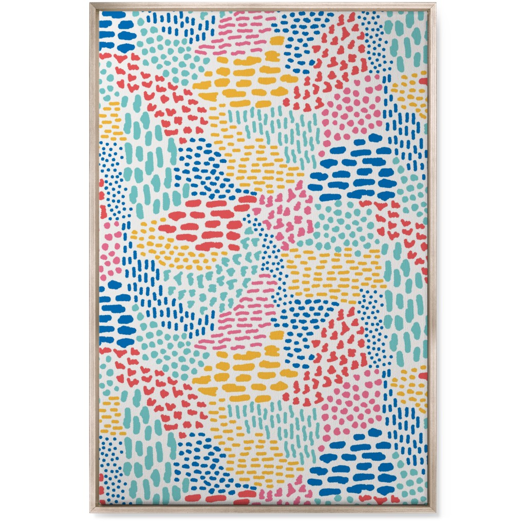 Abstract Colorful Dots and Dashes - Multi Wall Art, Metallic, Single piece, Canvas, 24x36, Multicolor