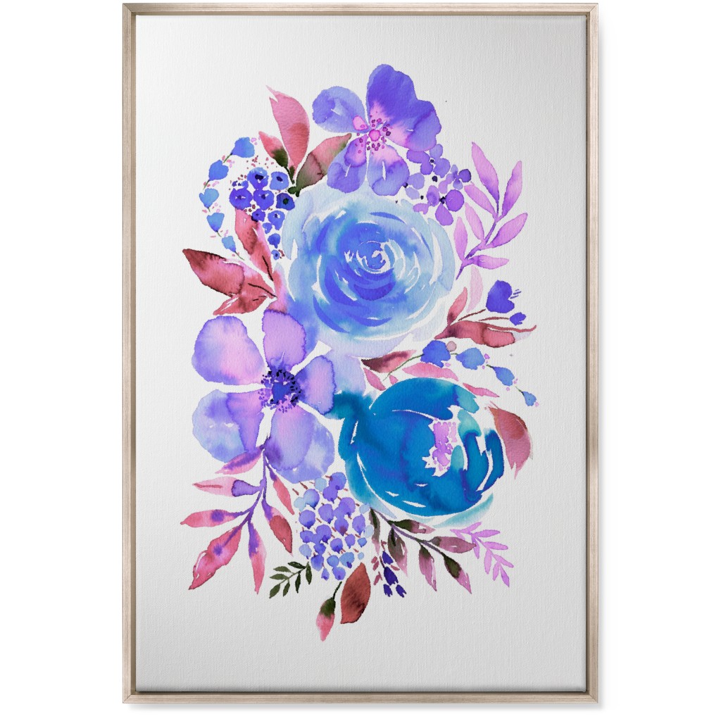 Summery Bouquet Wall Art, Metallic, Single piece, Canvas, 24x36, Blue, Heaven