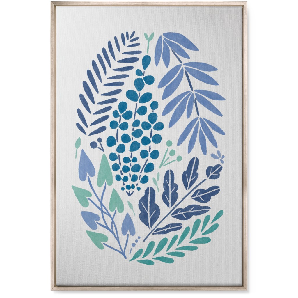 Botanical Composition Wall Art, Metallic, Single piece, Canvas, 24x36, Blue