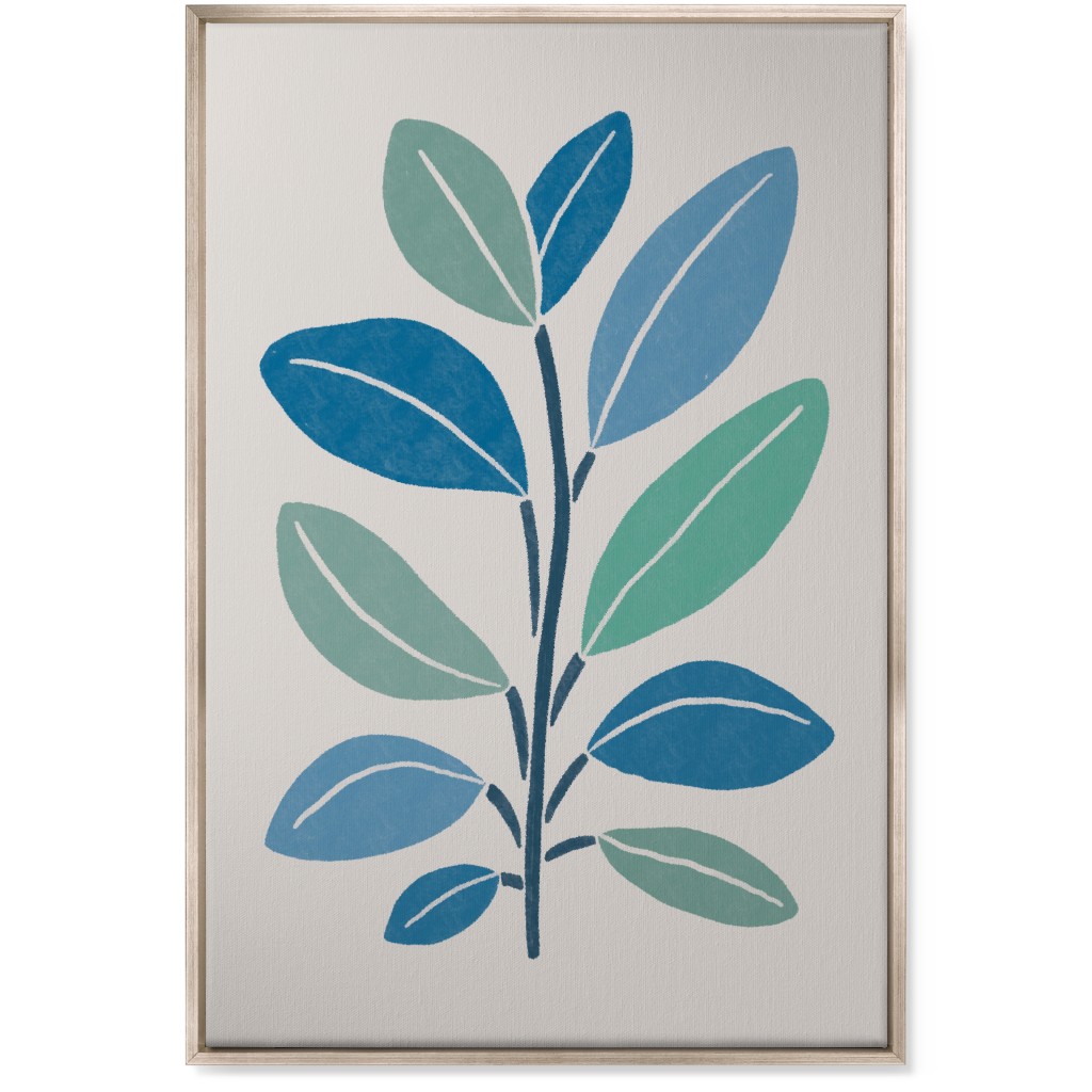 Plant Branch Wall Art, Metallic, Single piece, Canvas, 24x36, Blue, Silver Lake