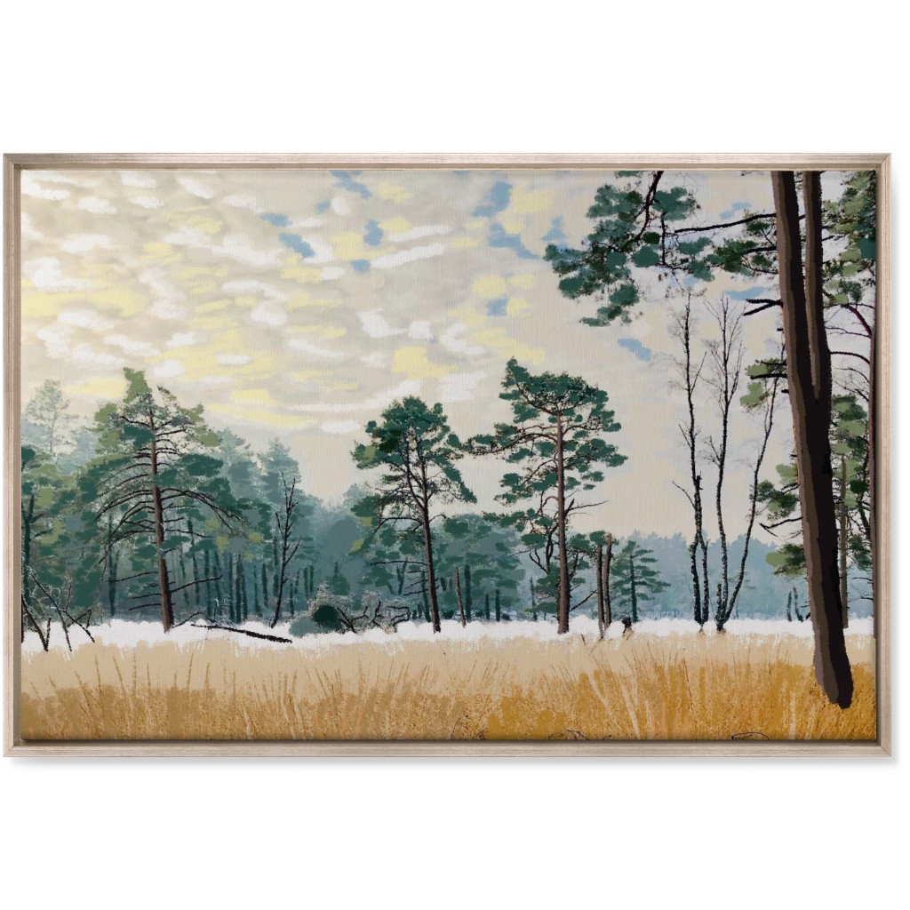 Winter Meadow With Trees Wall Art, Metallic, Single piece, Canvas, 24x36, Multicolor