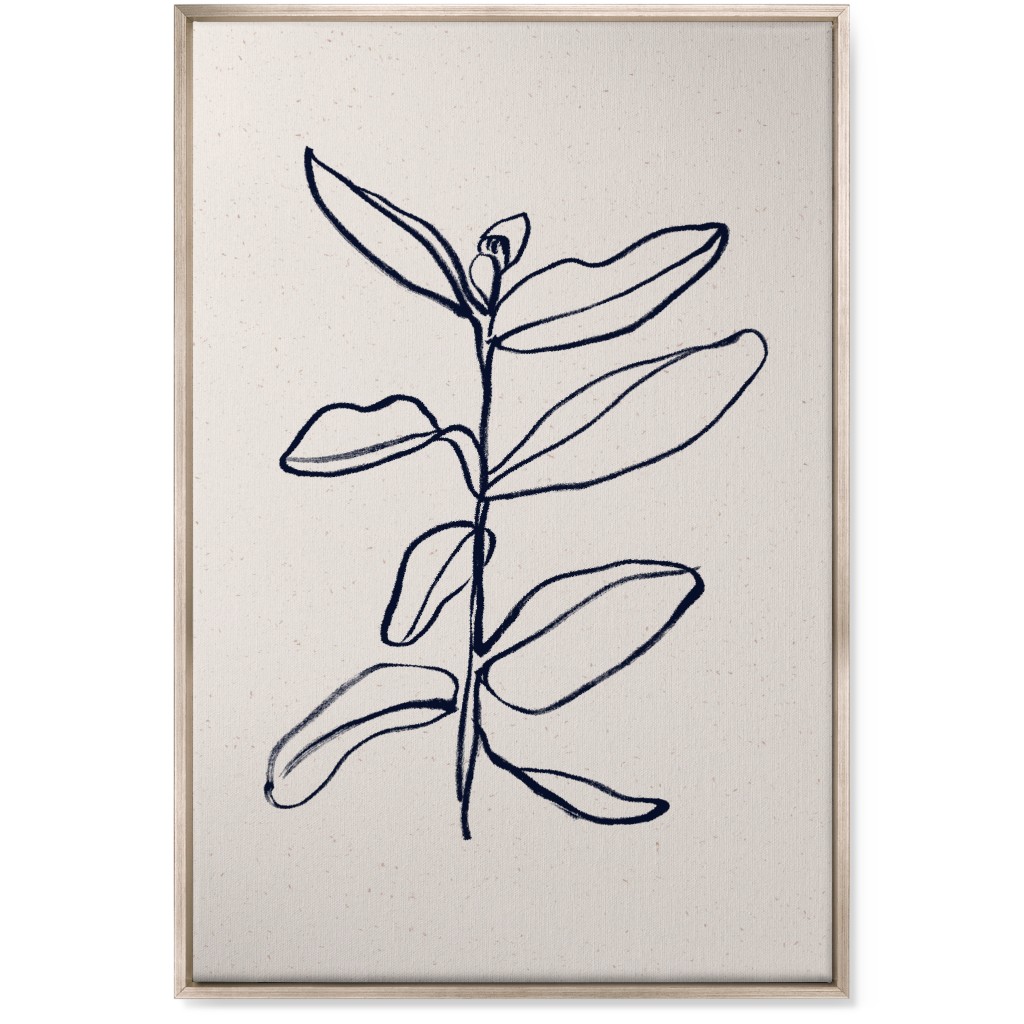 Plant Line Art - Neutral Wall Art, Metallic, Single piece, Canvas, 24x36, Beige, Pearl