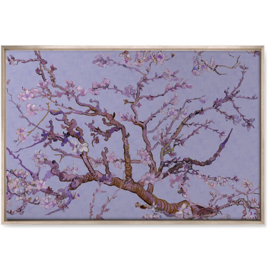 Almond Blossom - Purple Wall Art, Metallic, Single piece, Canvas, 24x36, Purple