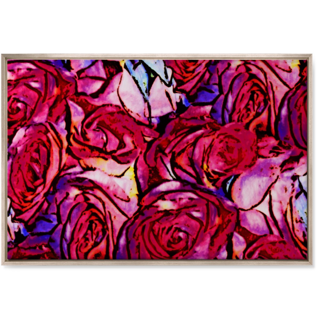 David's Roses - Pink Wall Art, Metallic, Single piece, Canvas, 24x36, Pink, Bright Pink