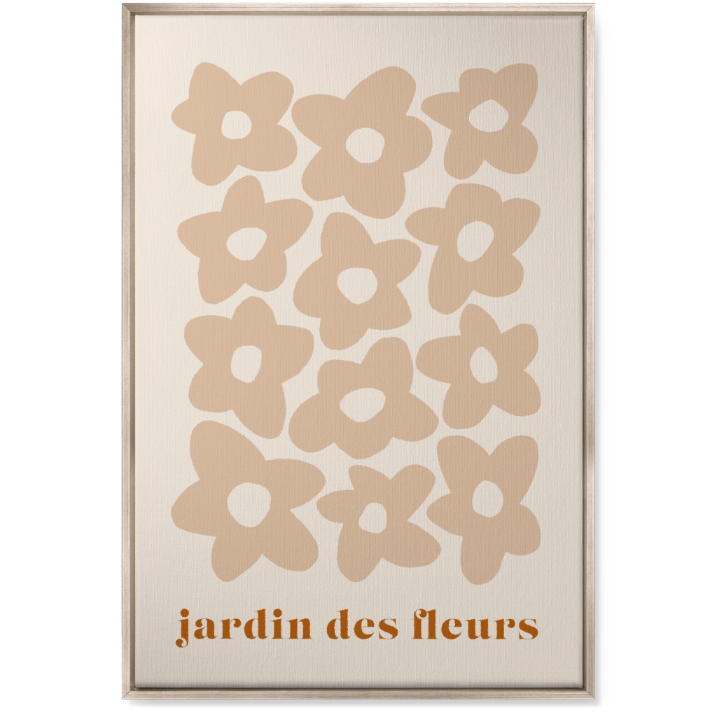 Botanical Graphic Retro Flower Garden Wall Art, Metallic, Single piece, Canvas, 24x36, Beige