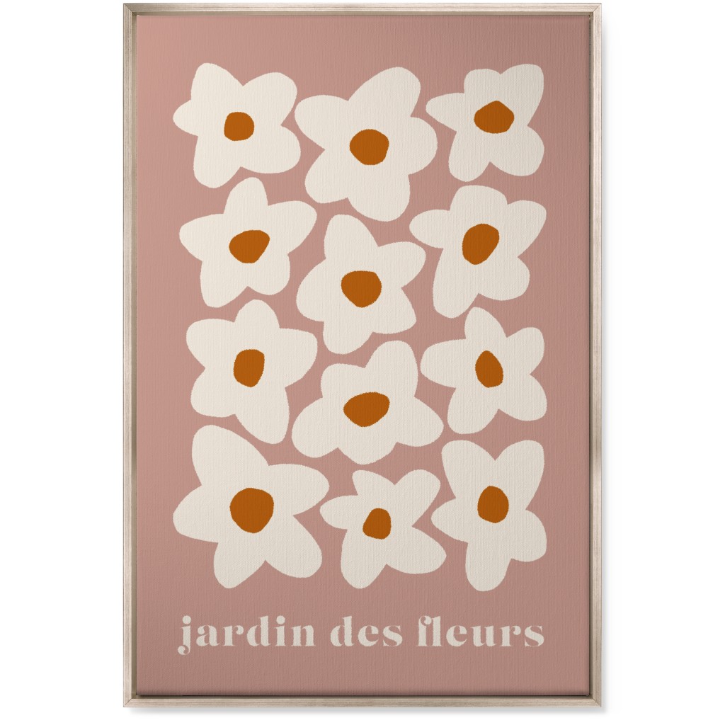 Botanical Graphic Retro Flower Garden Wall Art, Metallic, Single piece, Canvas, 24x36, Pink