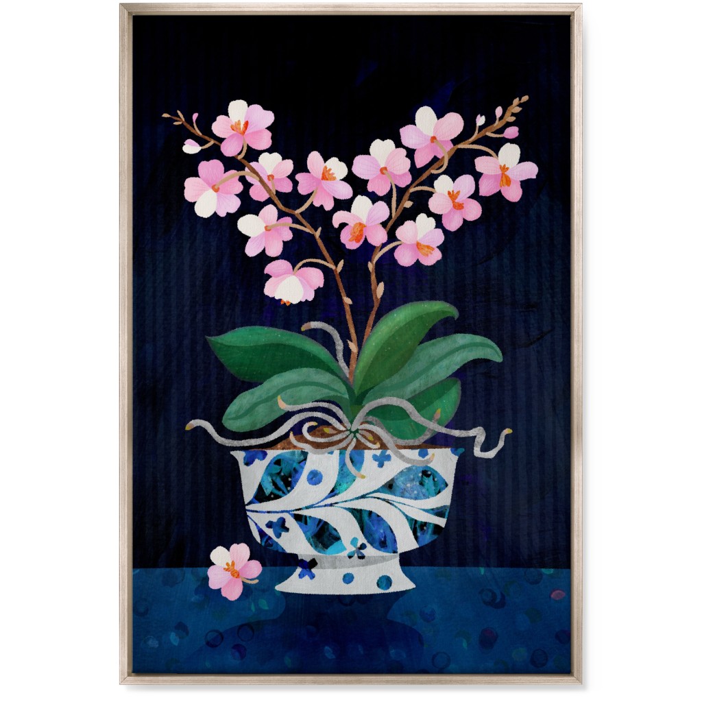 Orchid in Bloom - Dark Wall Art, Metallic, Single piece, Canvas, 24x36, Multicolor