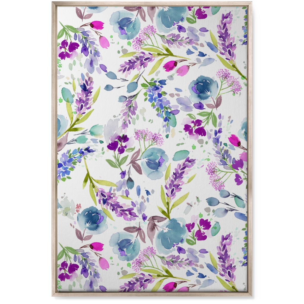 Lavender Bunches - Purple and Blue Wall Art, Metallic, Single piece, Canvas, 24x36, Purple
