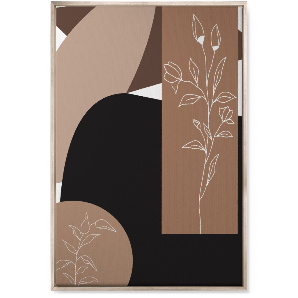 Botanical Abstract - Neutral Wall Art, Metallic, Single piece, Canvas, 24x36, Beige