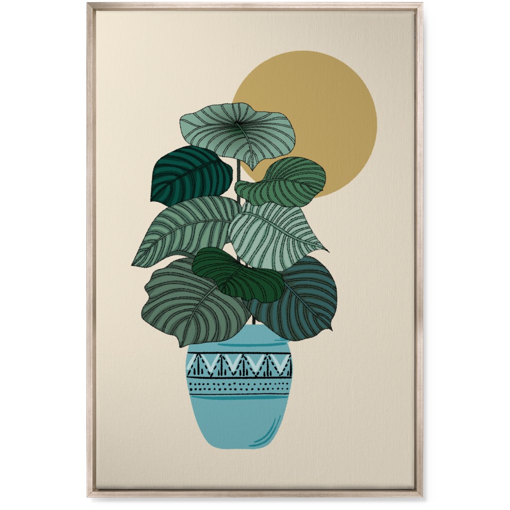 Calla - Green and Beige Wall Art, Metallic, Single piece, Canvas, 24x36, Green, Classic Green