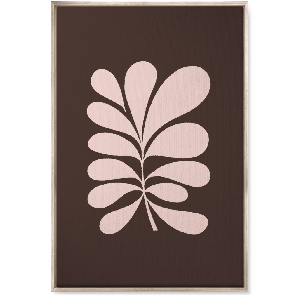 Minimal Foliage - Brown and Pink Wall Art, Metallic, Single piece, Canvas, 24x36, Brown