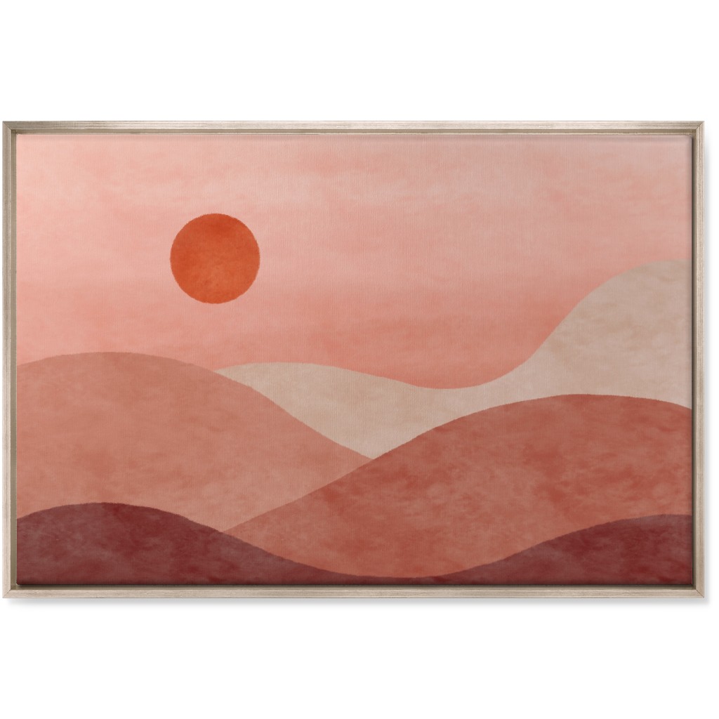 a Desert Sunset - Neutral Wall Art, Metallic, Single piece, Canvas, 24x36, Pink, Bright Pink