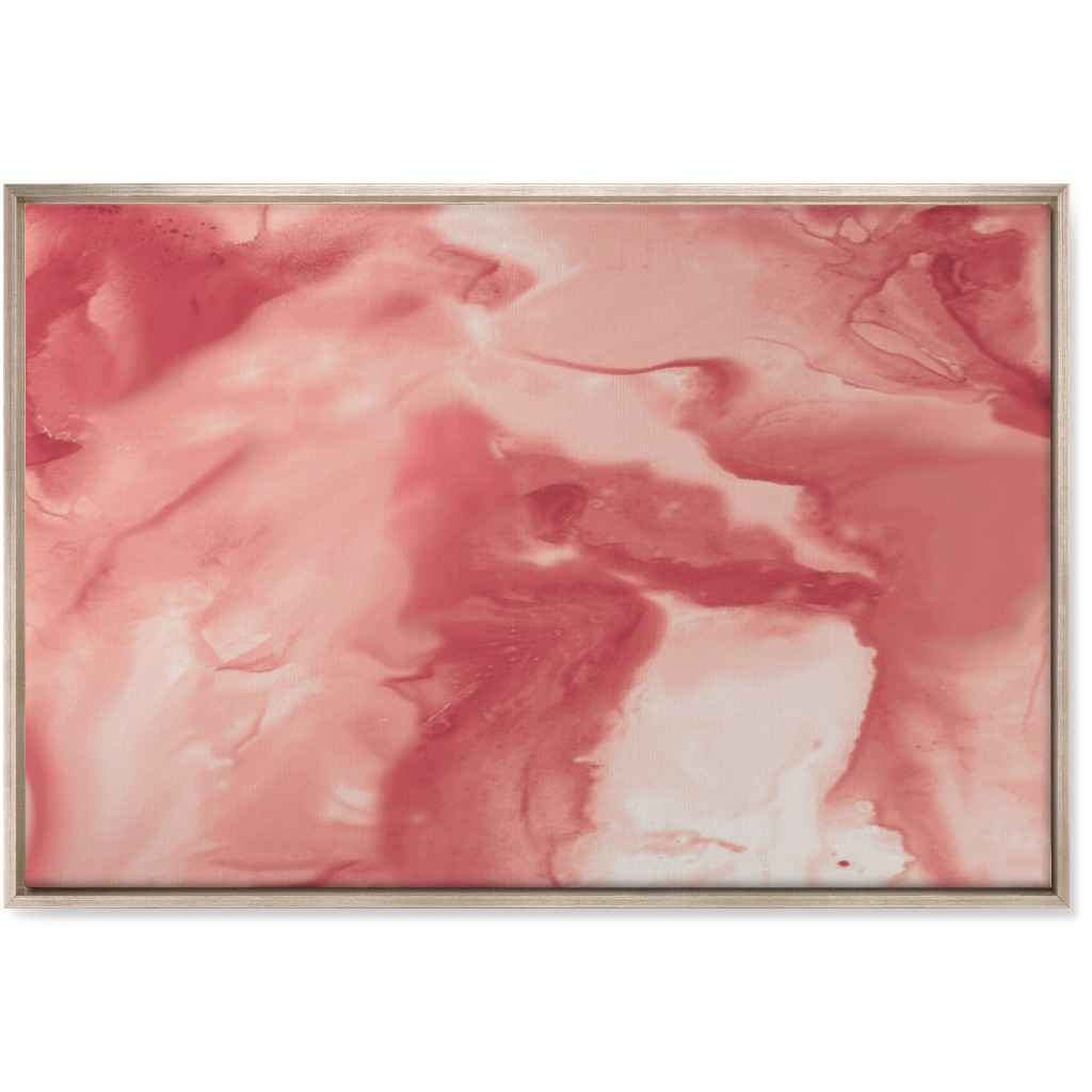 Abstract Watercolor Marble Wall Art, Metallic, Single piece, Canvas, 24x36, Pink