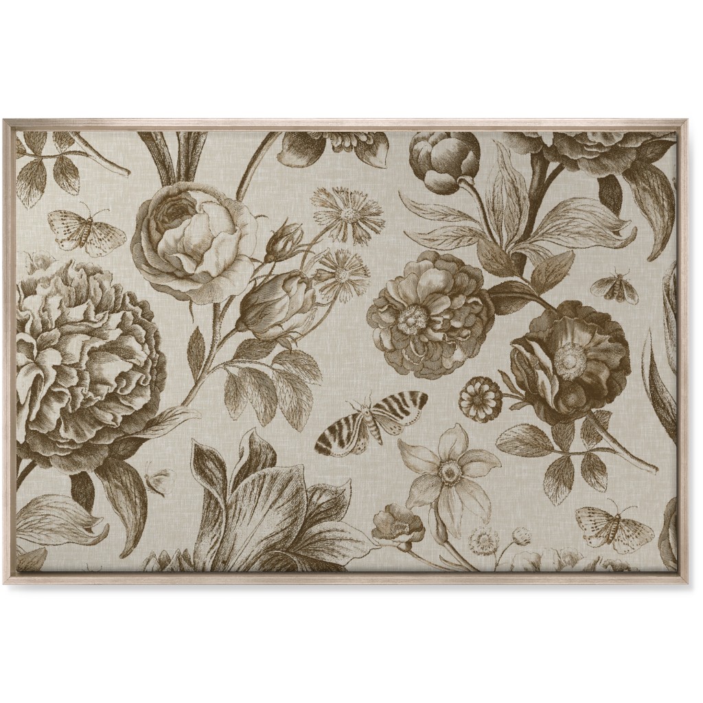Windsor Botanical in Oyster Wall Art, Metallic, Single piece, Canvas, 24x36, Brown
