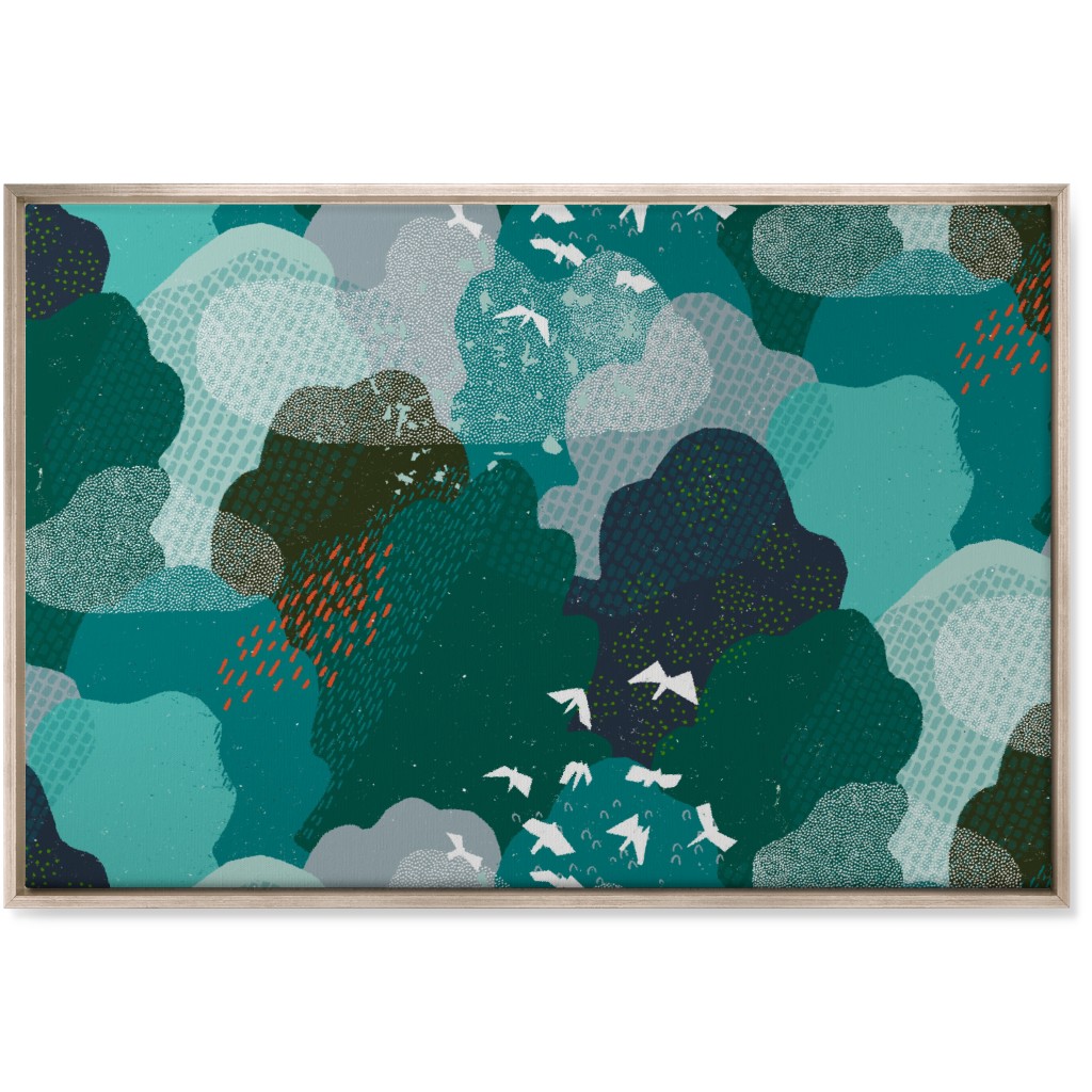 Forest Bird's Eye View - Green Wall Art, Metallic, Single piece, Canvas, 24x36, Green, Classic Green