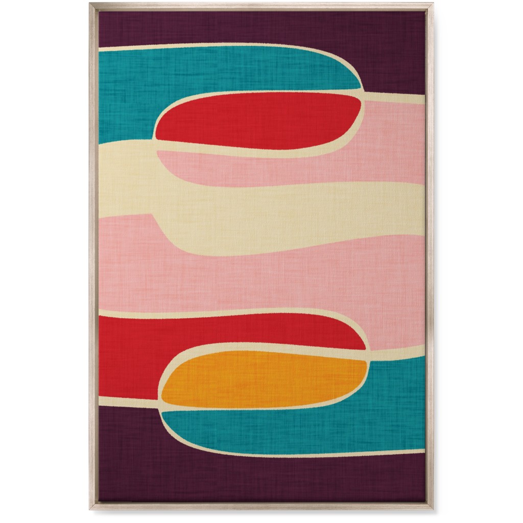 Mid Century Mod Retro Waves - Multi Wall Art, Metallic, Single piece, Canvas, 24x36, Multicolor