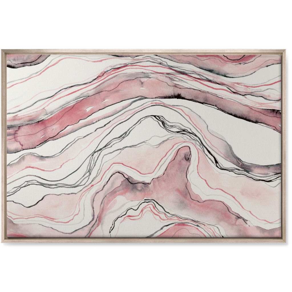 Marbled Watercolor Stone - Pink Wall Art, Metallic, Single piece, Canvas, 24x36, Pink, Bright Pink