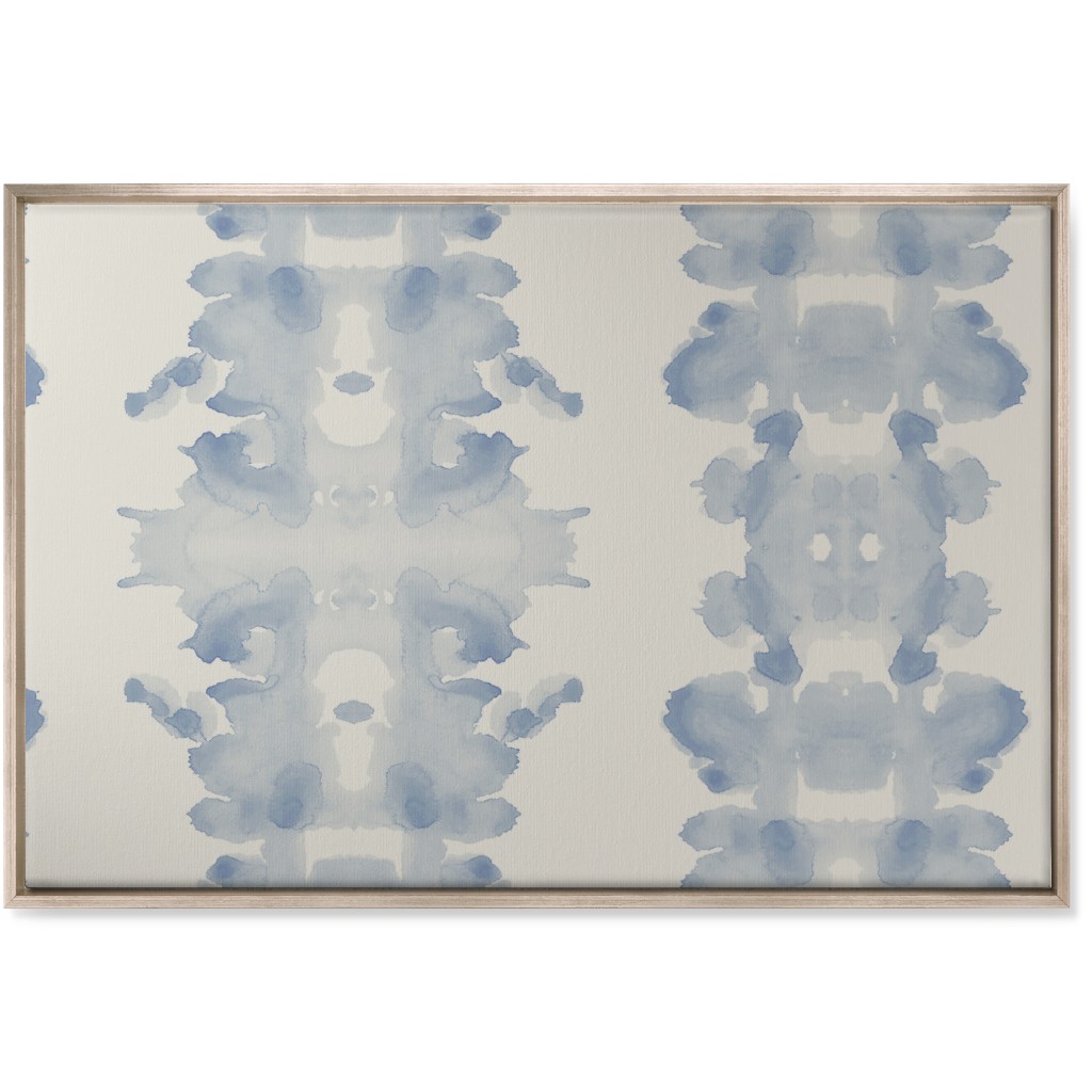 Double Inkblot - Light Blue and Cream Wall Art, Metallic, Single piece, Canvas, 24x36, Blue, True Blue