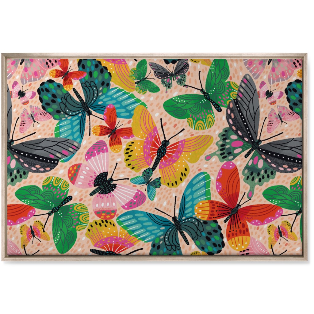 Boldly Butterflying Wall Art, Metallic, Single piece, Canvas, 24x36, Multicolor