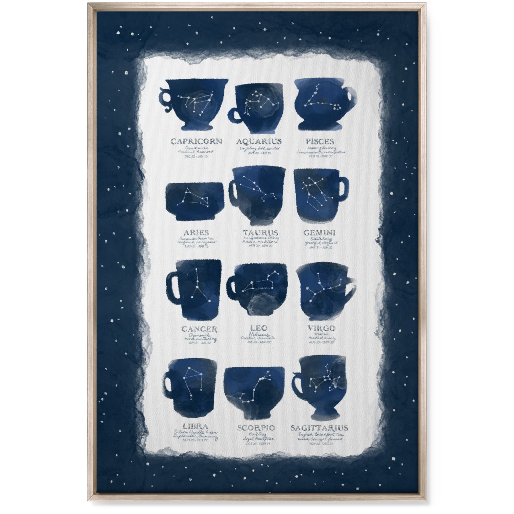Zodiac As Tea Types Wall Art, Metallic, Single piece, Canvas, 24x36, Blue, True Blue