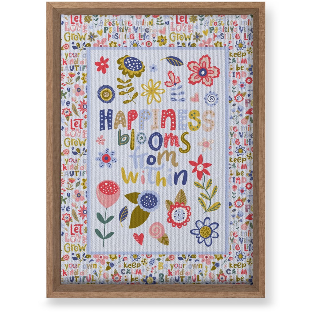 Happiness Blooms From Within - Inspirational Floral Wall Art, Natural, Single piece, Canvas, 10x14, Multicolor