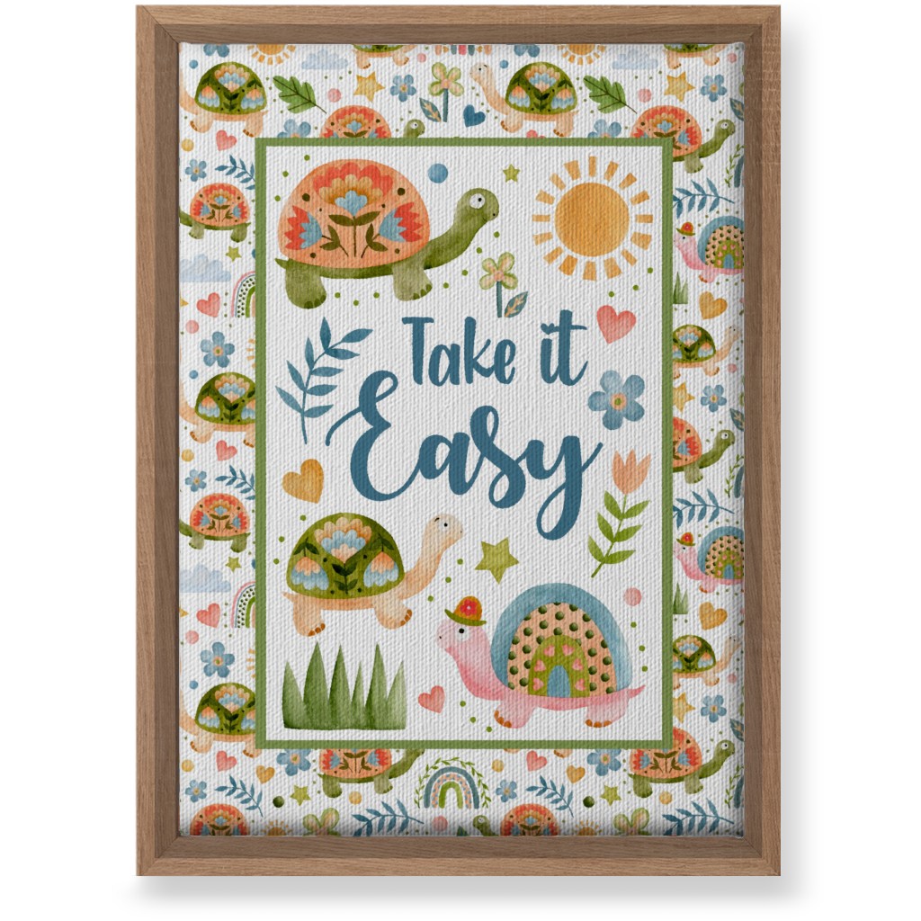 Take It Easy - Turtles & Spring Flowers Wall Art, Natural, Single piece, Canvas, 10x14, Multicolor