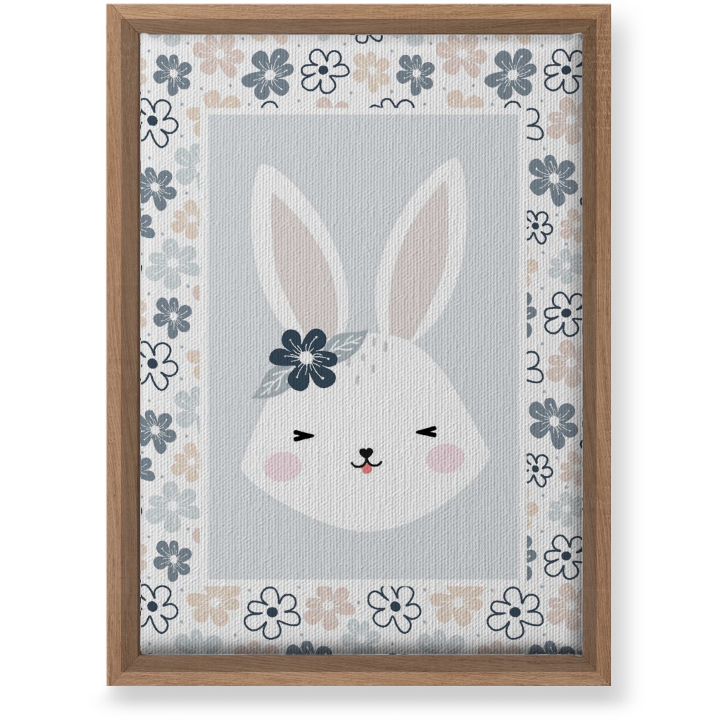 Spring Baby Girl Bunny - Neutral Soft Palette Wall Art, Natural, Single piece, Canvas, 10x14, Blue