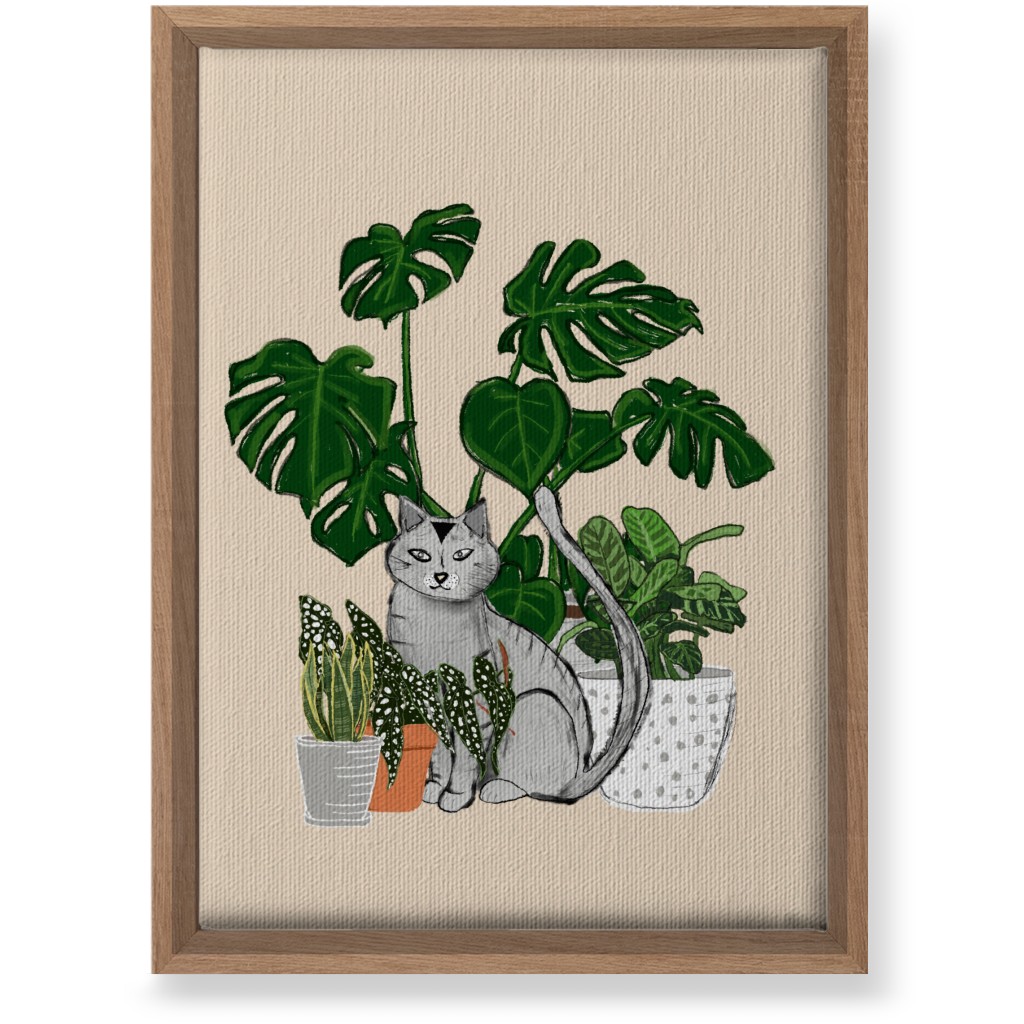 Indoor Garden Cat Wall Art, Natural, Single piece, Canvas, 10x14, Multicolor, Sand