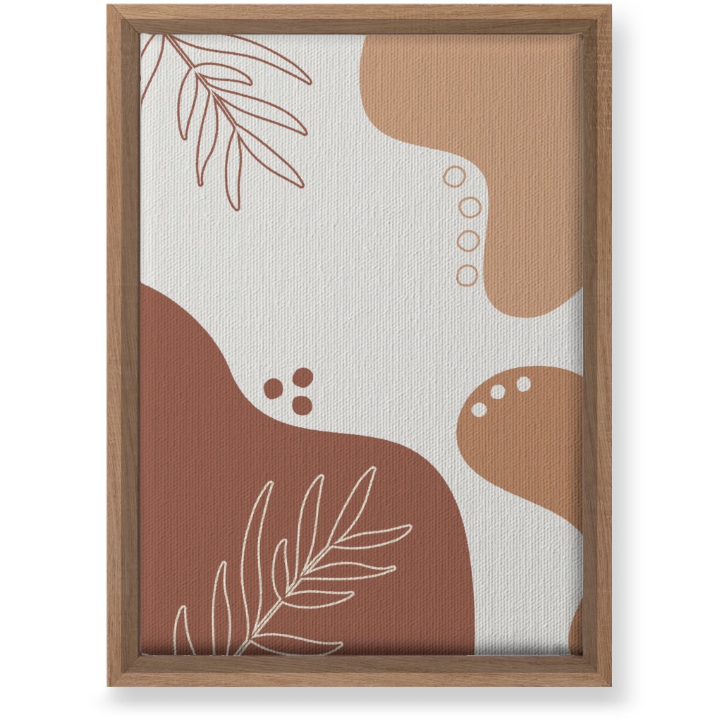 Abstract Shapes and Fern Leaves - Earth Tones Wall Art, Natural, Single piece, Canvas, 10x14, Orange, Orange