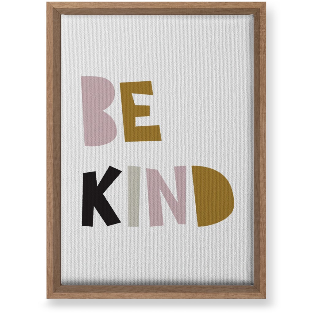 Be Kind Typography - Neutral With Pink Wall Art, Natural, Single piece, Canvas, 10x14, Multicolor