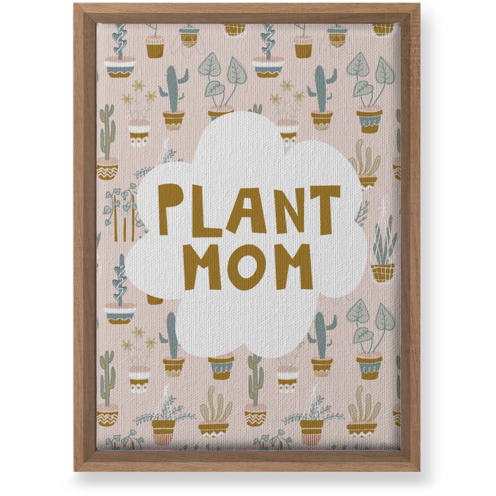 Plant Mom Indoor Garden - Neutral on Pink Wall Art, Natural, Single piece, Canvas, 10x14, Multicolor