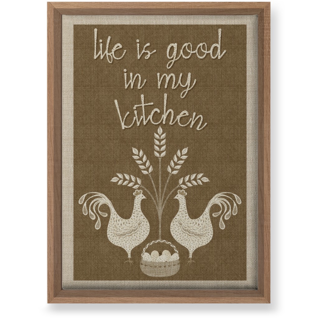 in My Kitchen Vintage Chickens - Brown Wall Art, Natural, Single piece, Canvas, 10x14, Brown, Brown