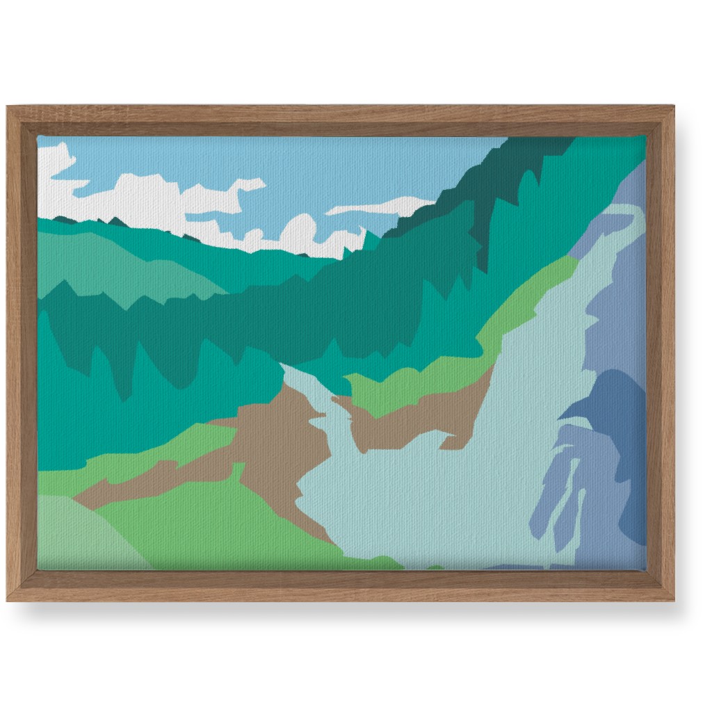 Minimalist Valley Forest Waterfall - Green and Blue Wall Art, Natural, Single piece, Canvas, 10x14, Green, Classic Green