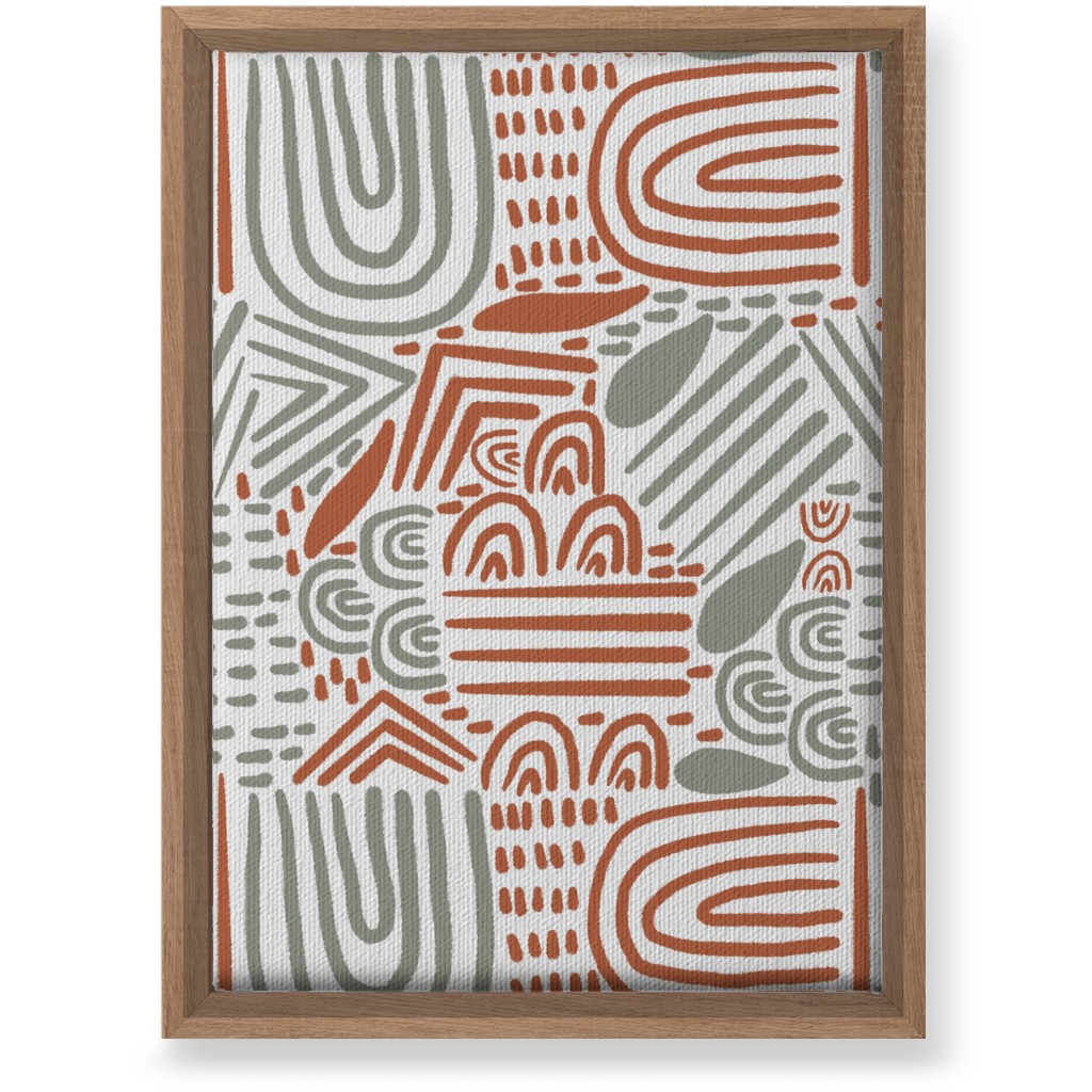 Modern Boho Abstract Shapes - Gray and Terracotta Wall Art, Natural, Single piece, Canvas, 10x14, Orange, Orange