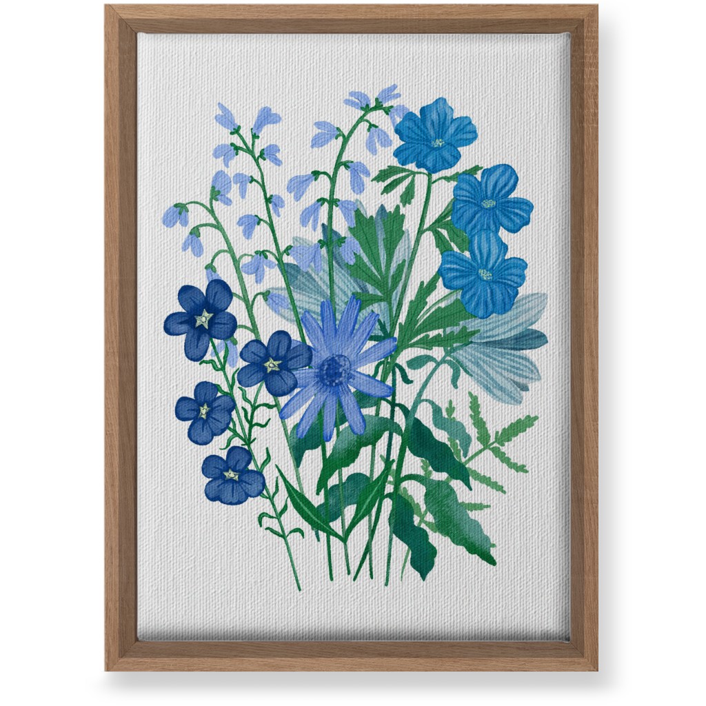 Bouquet of Flowers - Blue Wall Art, Natural, Single piece, Canvas, 10x14, Blue