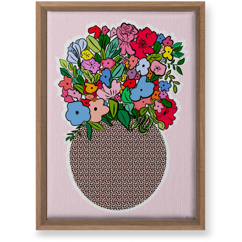 Pretty Happy - Multi on Pink Wall Art, Natural, Single piece, Canvas, 10x14, Pink, Bright Pink