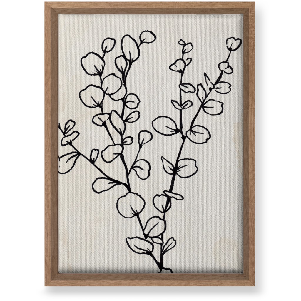 Vintage Eucalyptus Sketch - Beige and Black Wall Art, Natural, Single piece, Canvas, 10x14, Beige