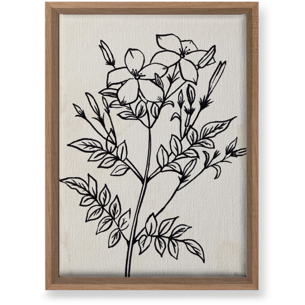 Vintage Jasmine Sketch - Beige and Black Wall Art, Natural, Single piece, Canvas, 10x14, Beige