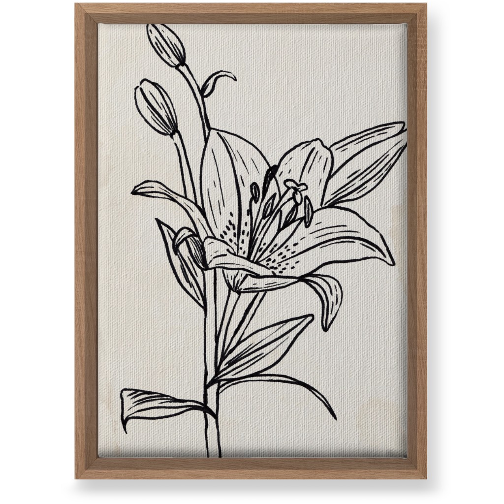 Vintage Lily Sketch - Beige and Black Wall Art, Natural, Single piece, Canvas, 10x14, Beige