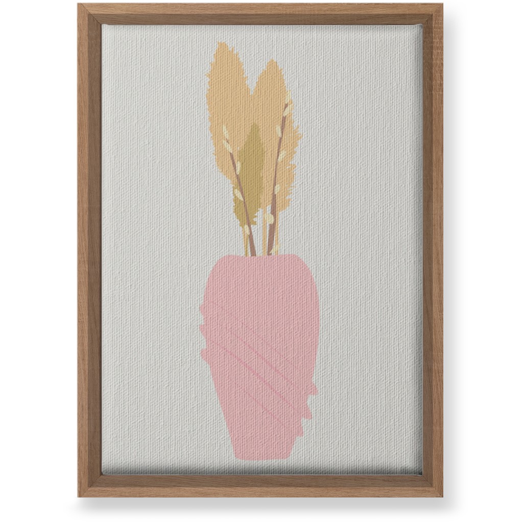 Minamalist Pampas and Willow - Pink and Beige Wall Art, Natural, Single piece, Canvas, 10x14, Pink, Bright Pink