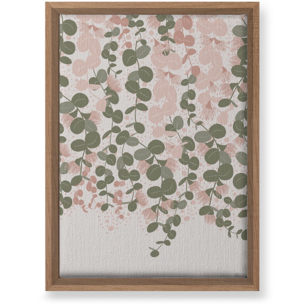 Eucalyptus - Pink & Green on Beige Wall Art, Natural, Single piece, Canvas, 10x14, Green