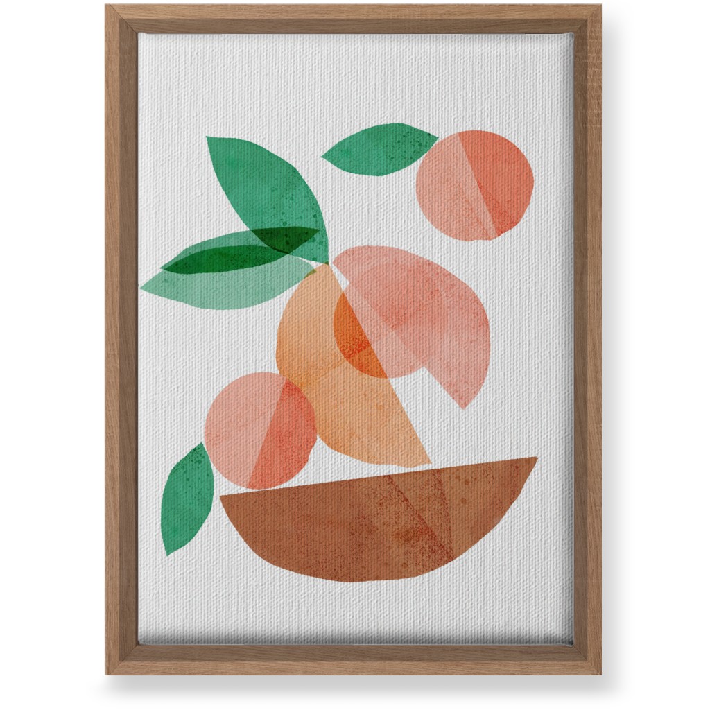 Peaches in a Bowl - Orange and Beige Wall Art, Natural, Single piece, Canvas, 10x14, Orange