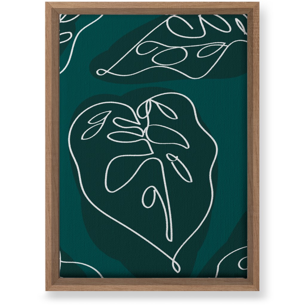 Minimalist Modern Line Art Monstera - Green Wall Art, Natural, Single piece, Canvas, 10x14, Green