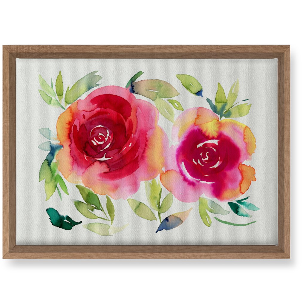 Watercolor Flowers - Pink on White Wall Art, Natural, Single piece, Canvas, 10x14, Pink