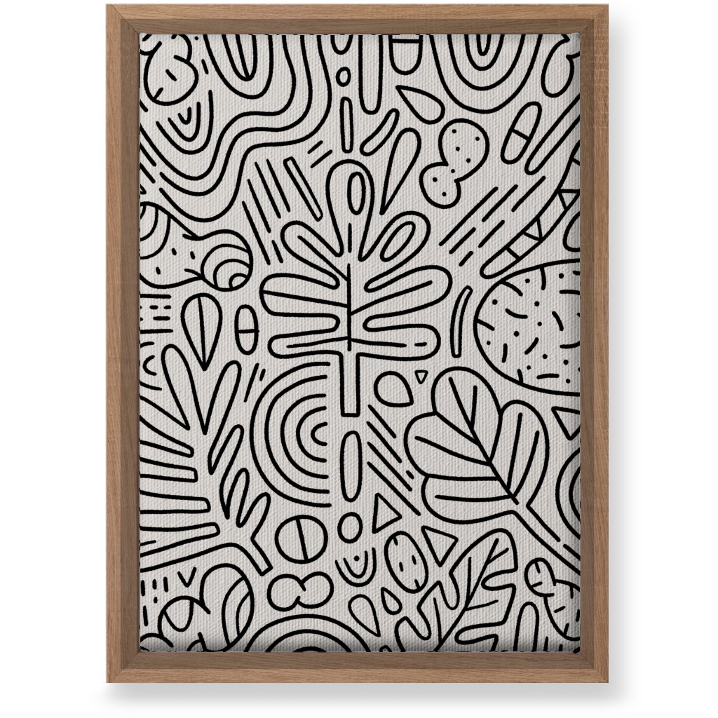 Doodles - Black and Beige Wall Art, Natural, Single piece, Canvas, 10x14, Beige