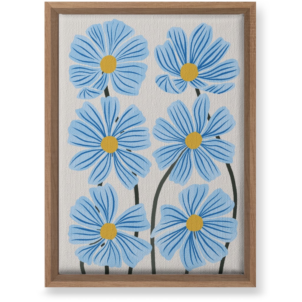 Botanical Cosmos Flowers Wall Art, Natural, Single piece, Canvas, 10x14, Blue