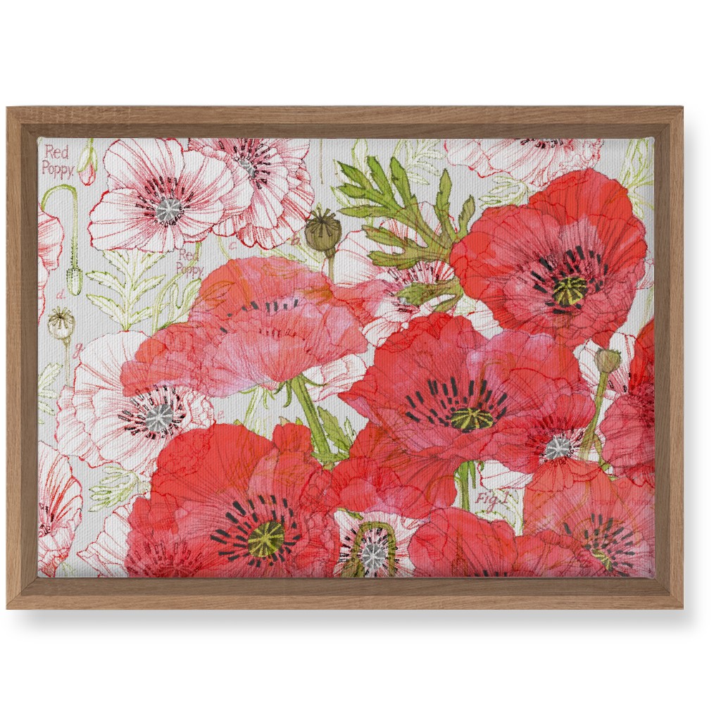 Poppies Romance - Red Wall Art, Natural, Single piece, Canvas, 10x14, Red, Red