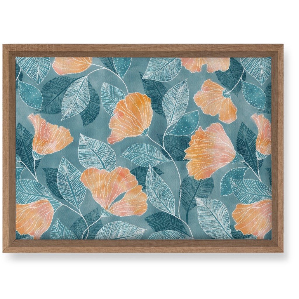 Rose of Sharon - Pink & Blue Wall Art, Natural, Single piece, Canvas, 10x14, Blue