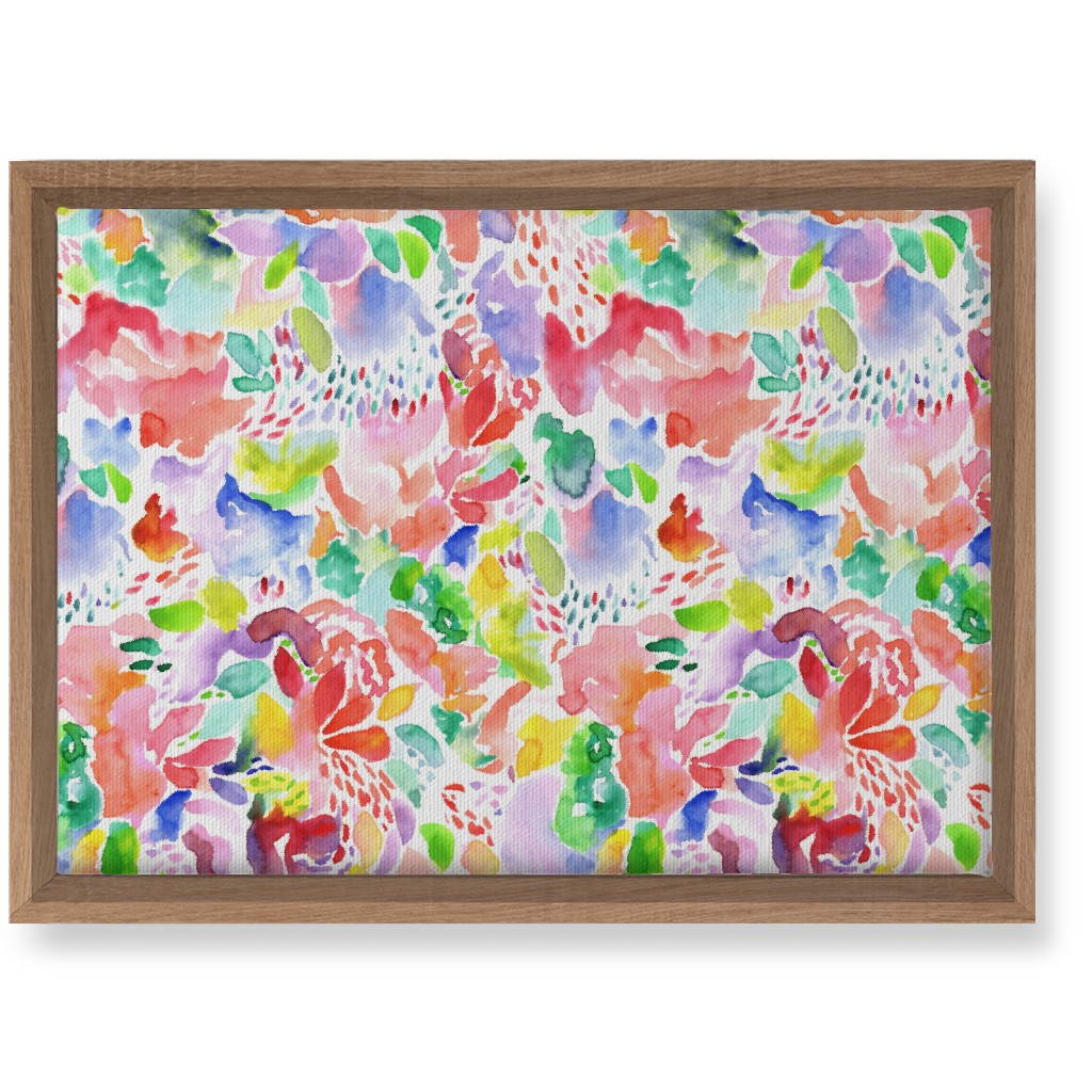 Happy Abstract Watercolor Wall Art, Natural, Single piece, Canvas, 10x14, Multicolor, Bright Coral