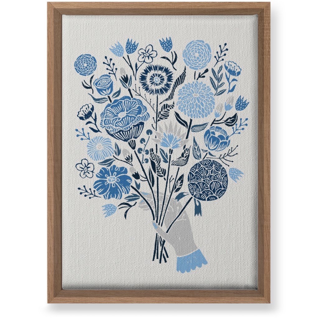 Bouquet in Hand - Blue Wall Art, Natural, Single piece, Canvas, 10x14, Blue, True Blue